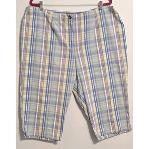 First Issue Bermuda Walking Shorts ‎ Size 20  Ladies Blue Purple Plaid Spring